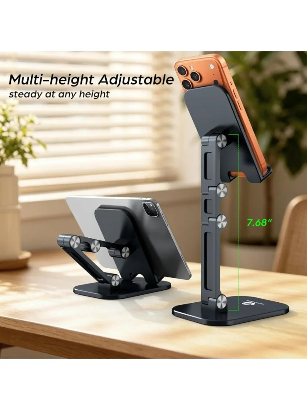 Foldable Adjustable Phone Stand Holder for Desk - Cell Phone Accessory, Black